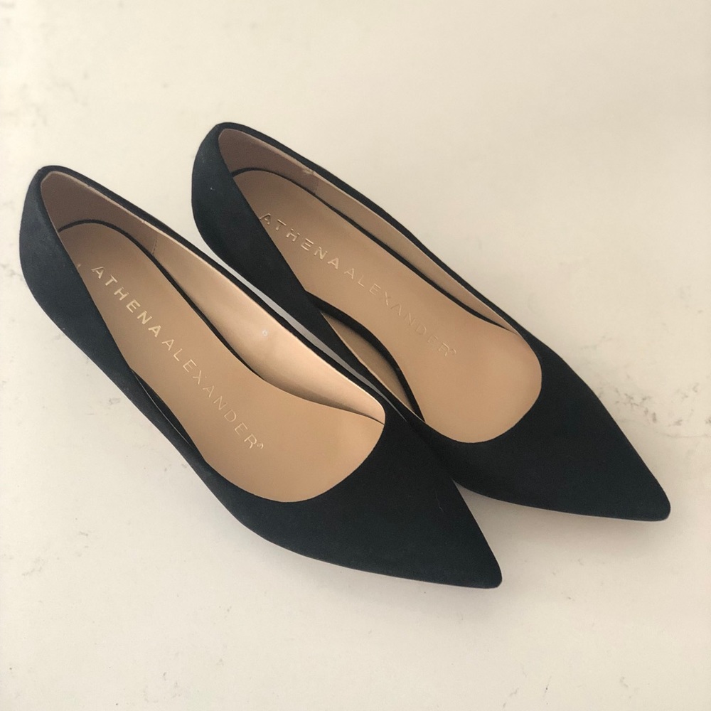 Black small heel closed toe. Worn once.